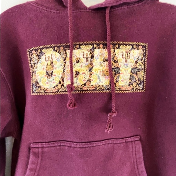 OBEY Spellout Sweatshirt Maroon Women Size Small - Picture 1 of 6
